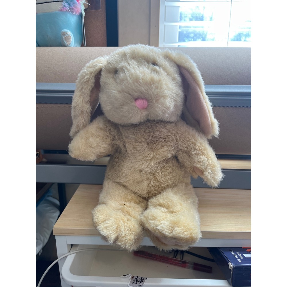 Kid's Tan‎ Floppy Ear Bunny Rabbit Plush Stuffed Animal Pink Nose PA7679 RC